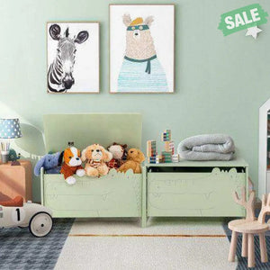 Wooden Kids Toy Box with Safety Hinge-Green Kids Storage
