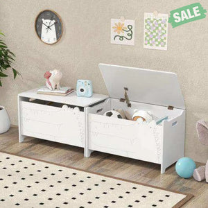 Wooden Kids Toy Box with Safety Hinge-Green Kids Storage