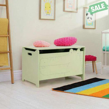 Wooden Kids Toy Box with Safety Hinge-Green Kids Storage