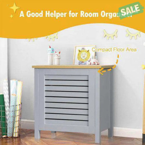 Wooden Kids Toy Storage Organizer with Lid-Gray Kids Storage