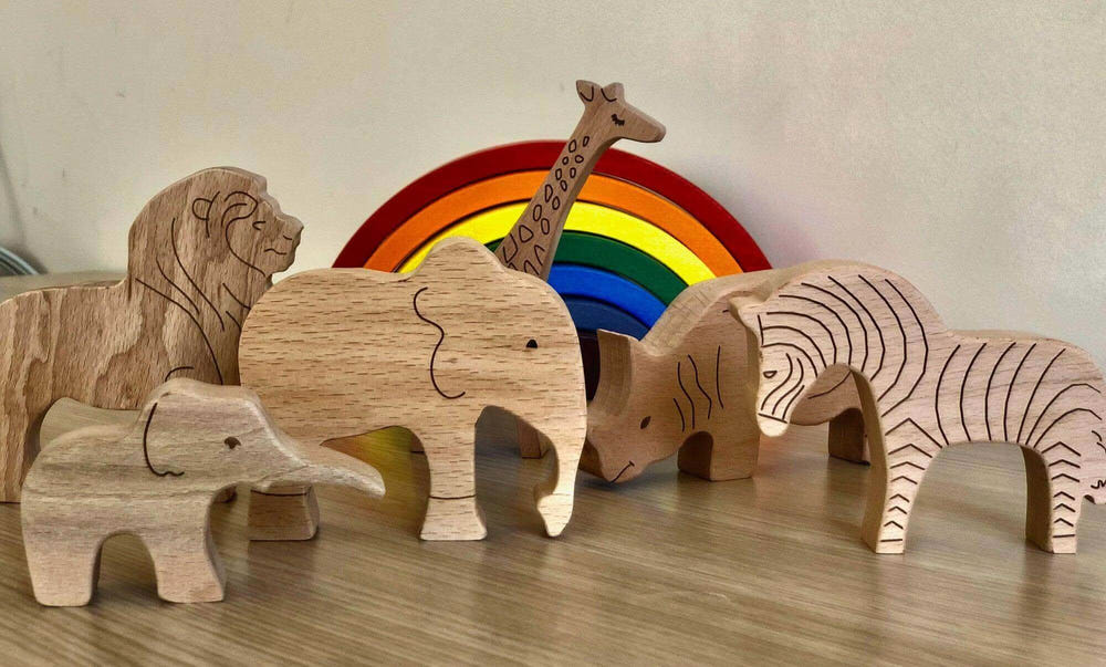 Wooden Safari Animals Set - MOOGCO Baby