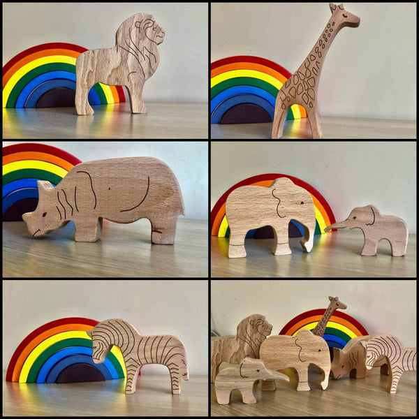 Wooden Safari Animals Set