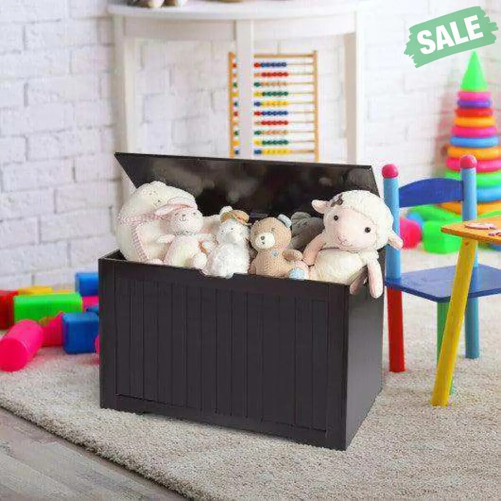 Wooden Toy Box Kids Storage Chest Bench -Brown Kids Storage
