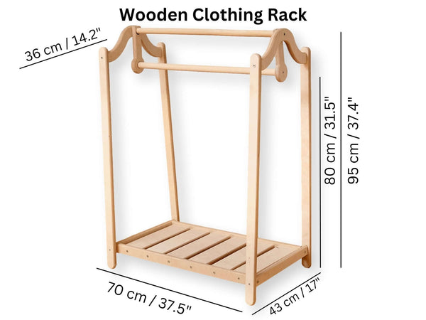 Montessori Wooden Clothes Rack and Wardrobe Set | Child Clothing Organizer