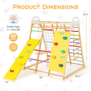 8-in-1 Wooden Jungle Gym Playset with Slide and Monkey Bars