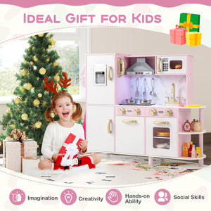 Wooden Kitchen Playset with Ice Maker and Sounds for Ages 3+