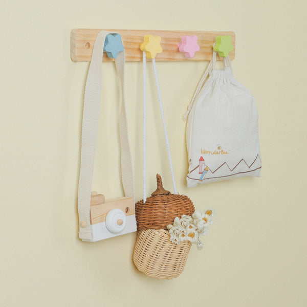 WonderBee™ Stars Wooden Hanger Natural Pine