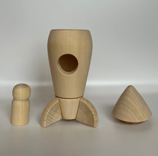 Unfinished Wooden Rocket Ship