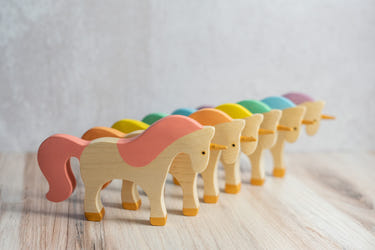 Waldorf large wooden Unicorn toy