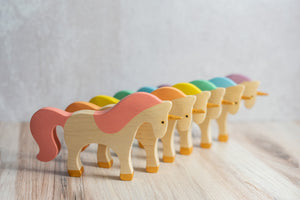 Waldorf large wooden Unicorn toy