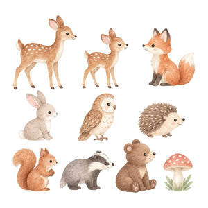Woodland Animal Wall Decals, Set of 10 - product only on white background