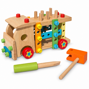 Set of Wooden Truck with Building Tools
