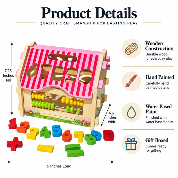 Wooden Counting House with Numbers & Abacus