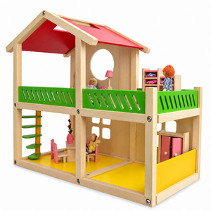 Wooden toy house for babies, 18.5 inches, showcasing angle 3 view, perfect for imaginative play and early development.