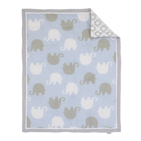 NoJo Dreamer Elephant Blue, Grey 8 Piece Nursery Crib Bedding Set