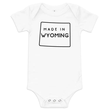 Wyoming Baby Onesie - Short Sleeve Bodysuit for infants, featuring a cute design and soft fabric. Perfect for everyday wear.