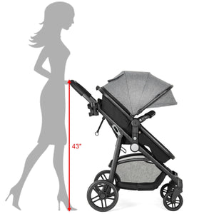 2-in-1 foldable pushchair stroller for newborns and infants, viewed at angle 24, perfect for parents on the go.