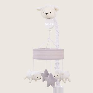 Plush Sheep Ivory and Gray Stars and Sheep Musical Mobile