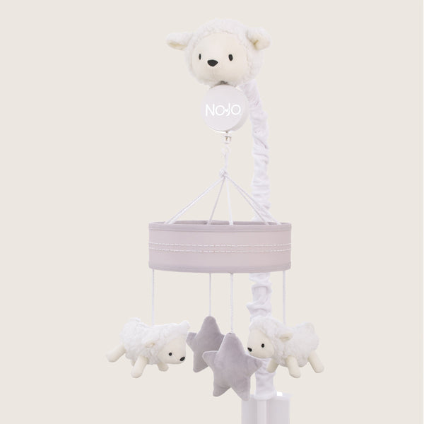 Plush Sheep Ivory and Gray Stars and Sheep Musical Mobile