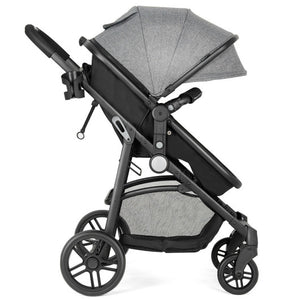 2-in-1 foldable pushchair stroller for newborns, angled view showcasing compact design and versatility.