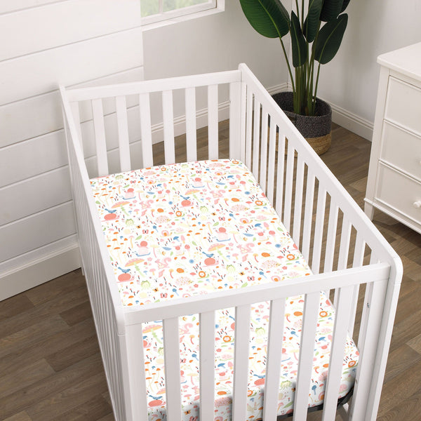 Spring Garden Pink, Green, Orange and Ivory Super Soft Mini Crib Sheet