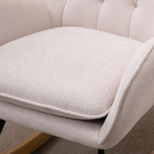 HOMCOM Mid-Century Fabric Nursery Rocker in Cream White