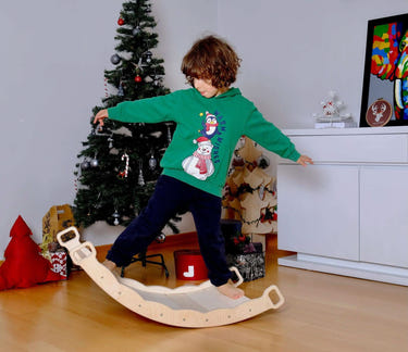 XL Wooden Balance Board for Toddlers Montessori Balance Toy with Pillow - MOOGCO Baby