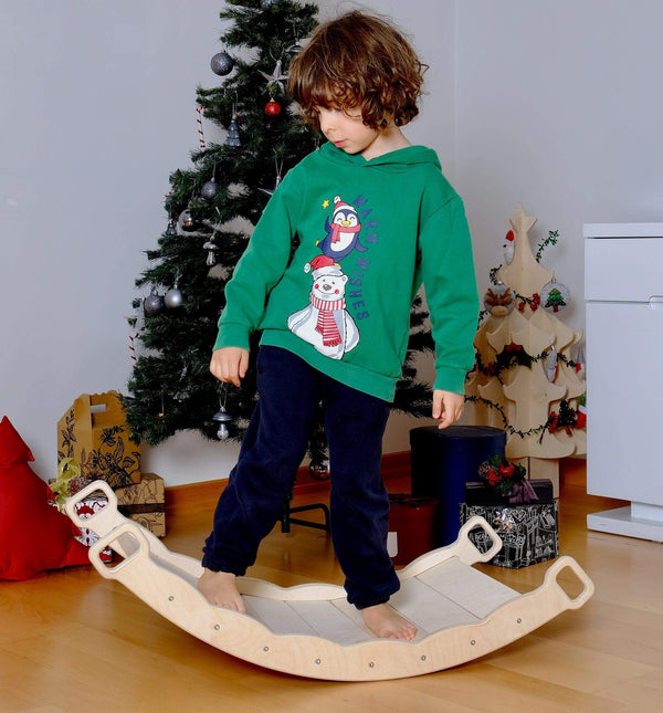 XL Wooden Balance Board for Toddlers Montessori Balance Toy with Pillow