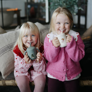 Mushie Silicone Training Cup with Removable Lid and Straw
