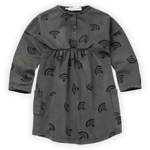 Wifi Print Dress in Asphalt - Stylish and comfortable dress for babies, perfect for any occasion.