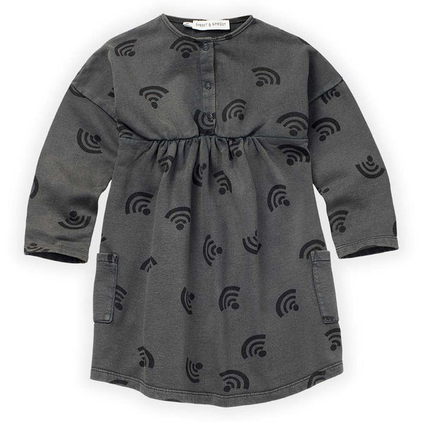 Wifi Print Dress in Asphalt - Stylish and comfortable dress for babies, perfect for any occasion.