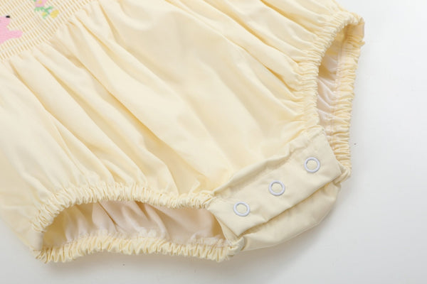 Yellow Petal Collared Smocked Bubble Romper