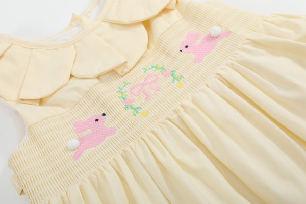 Yellow Petal Collared Smocked Dress