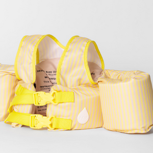 dripfloats Lemon Yellow Stripe Kids Float 2+ years 25-50lbs