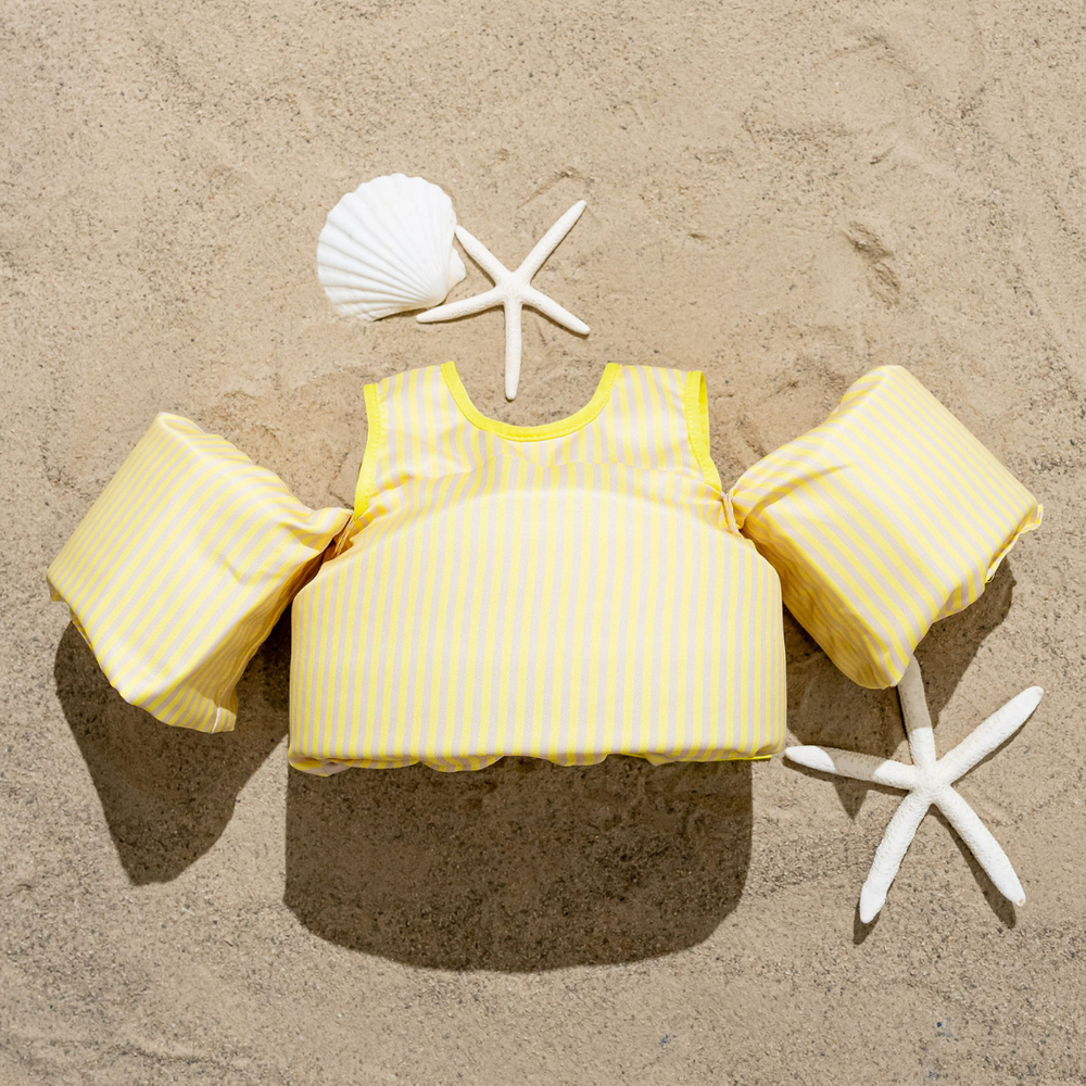 dripfloats Lemon Yellow Stripe Kids Float 2+ years 25-50lbs