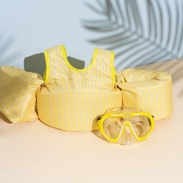 dripfloats Lemon Yellow Stripe Kids Float 2+ years 25-50lbs