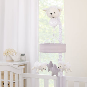 Plush Sheep Ivory and Gray Stars and Sheep Musical Mobile