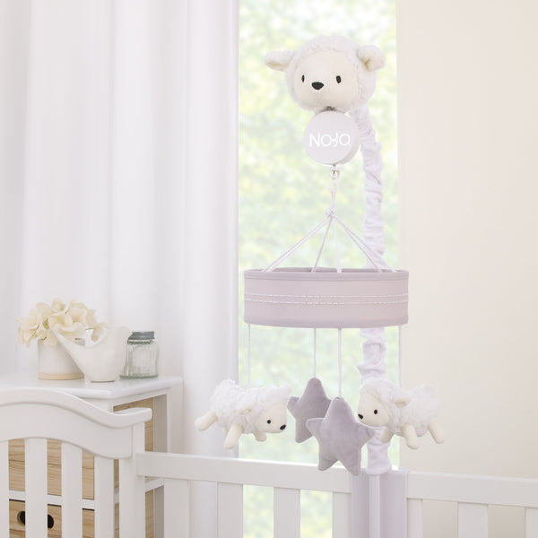 Plush Sheep Ivory and Gray Stars and Sheep Musical Mobile