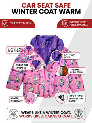 Car Seat Coat | The Road Coat Vegan - Unicorn Print