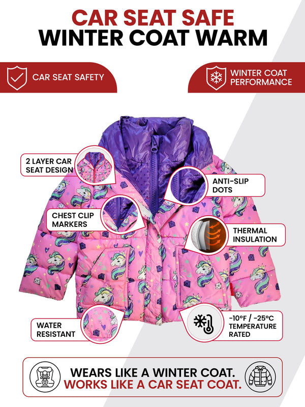 Car Seat Coat | The Road Coat Vegan - Unicorn Print