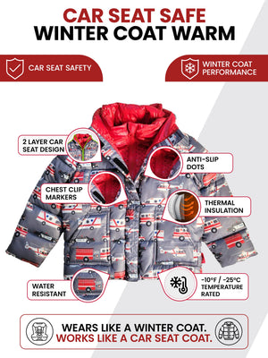Car Seat Coat | The Road Coat Vegan - Rescue Print