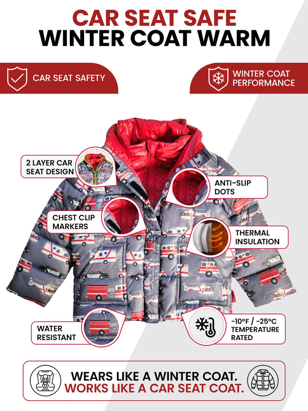 Car Seat Coat | The Road Coat Vegan - Rescue Print