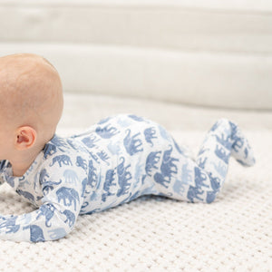 Blue Elephant Zipper Footie