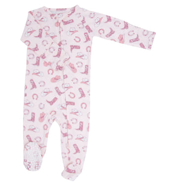 Pink Western Boots Zipper Footie