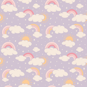 Lavender Rainbows and Clouds Zipper Footie