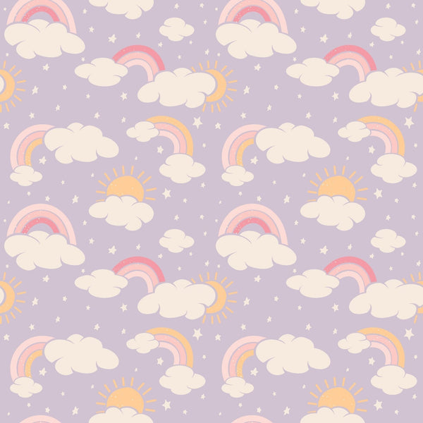 Lavender Rainbows and Clouds Zipper Footie