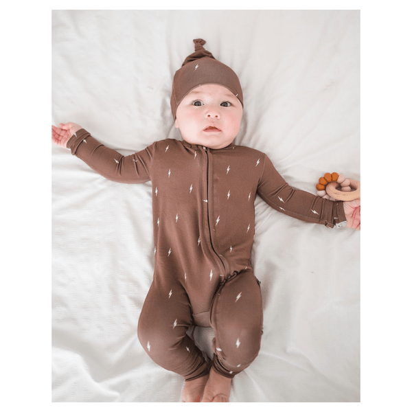 Brown Lightning Baby Pajamas | Zipper Romper