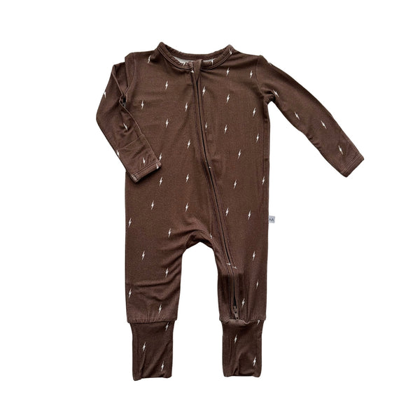 Brown Lightning Baby Pajamas | Zipper Romper