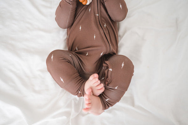 Brown Lightning Baby Pajamas | Zipper Romper