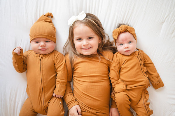 Caramel Ribbed Baby Pajamas | Zipper Romper